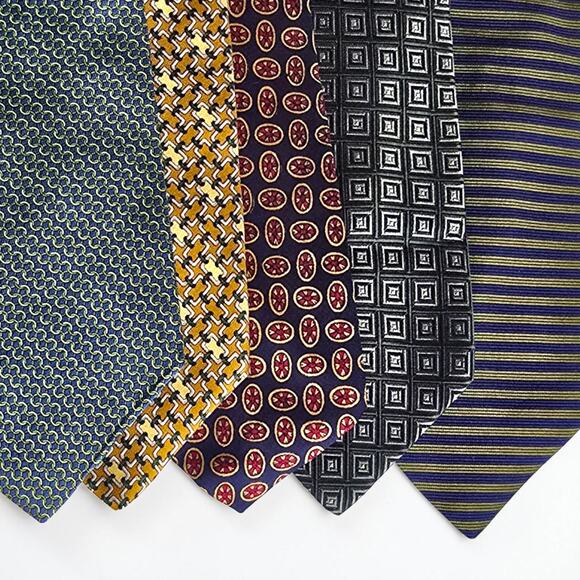 Brooks Brothers Other - Lot 5 Brooks Brothers Silk Neckties Blue Gray Gold Geo Medallion Stripe 3.75"